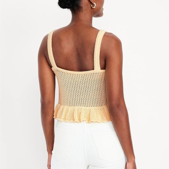 Old Navy Sweet Butter Sleeveless Open-Stitch Peplum Sweater - Picture 2 of 10